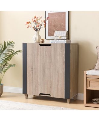 Two-Door Shoe Storage Console Cabinet with Vented Handles