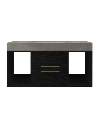 39.4 Inch Floating Bathroom Vanity, Plywood Cabinet, Sintered Stone Top with Ceramic Undermount Sink