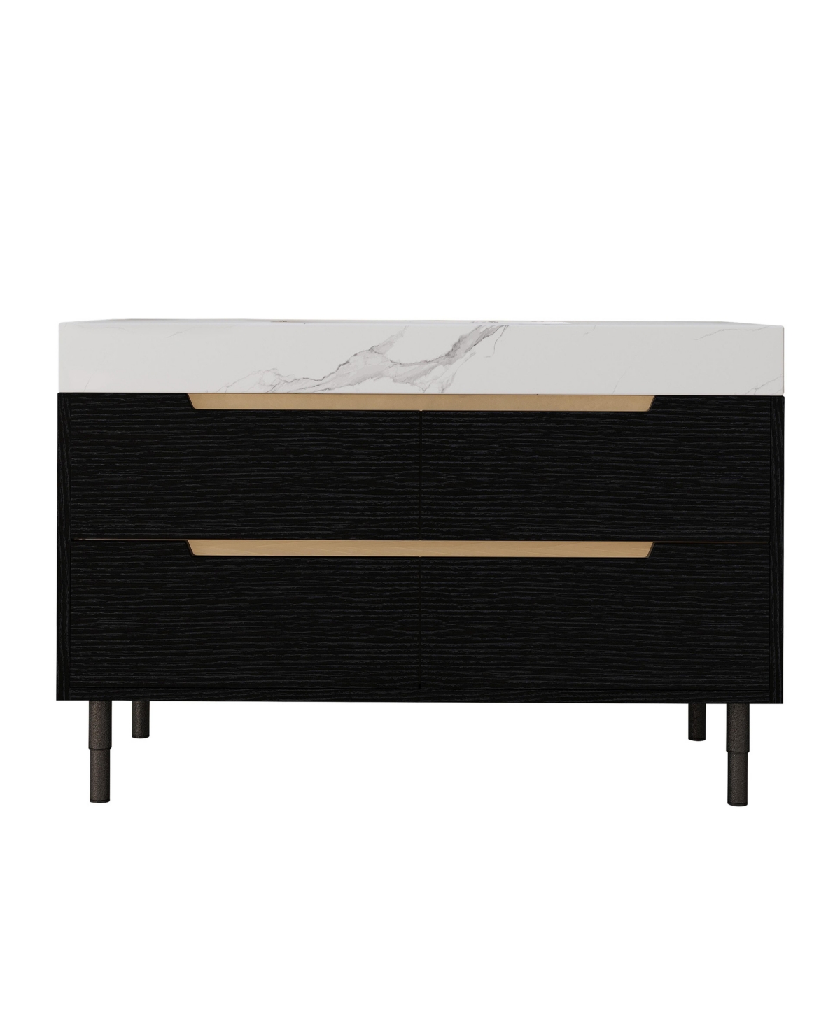 Thirtypeachy 35.4 Inch 2-in-1 Freestanding or Wall-Mounted Bathroom Vanity, Plywood Cabinet, Sintered Stone Top with Ceramic Sink - Black