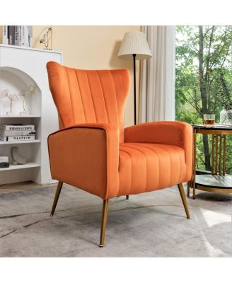 Velvet Accent Chair with Metal Legs for Living Room Bedroom