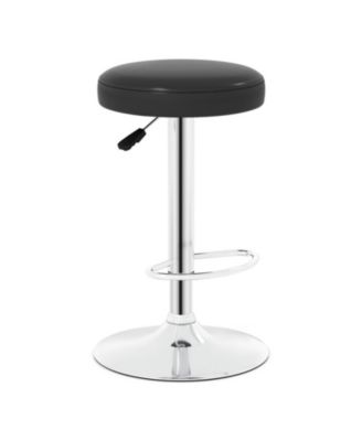 Height-Adjustable Swivel Bar Stool with PU Leather Seat and Movable Footrest