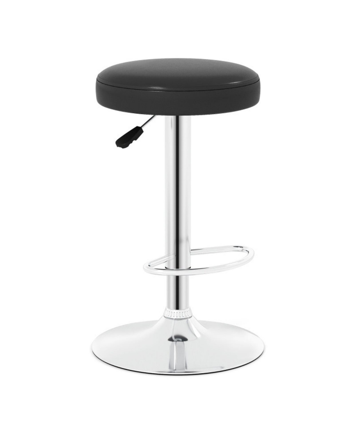 Gouun Height-Adjustable Swivel Bar Stool with Pu Leather Seat and Movable Footrest - Black