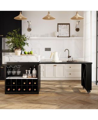 Modern Marble Counter Height Dining Table with Adjustable Shelf