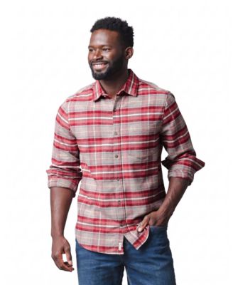 Men's Plaid Flannel Point Collar Button-Down Shirt