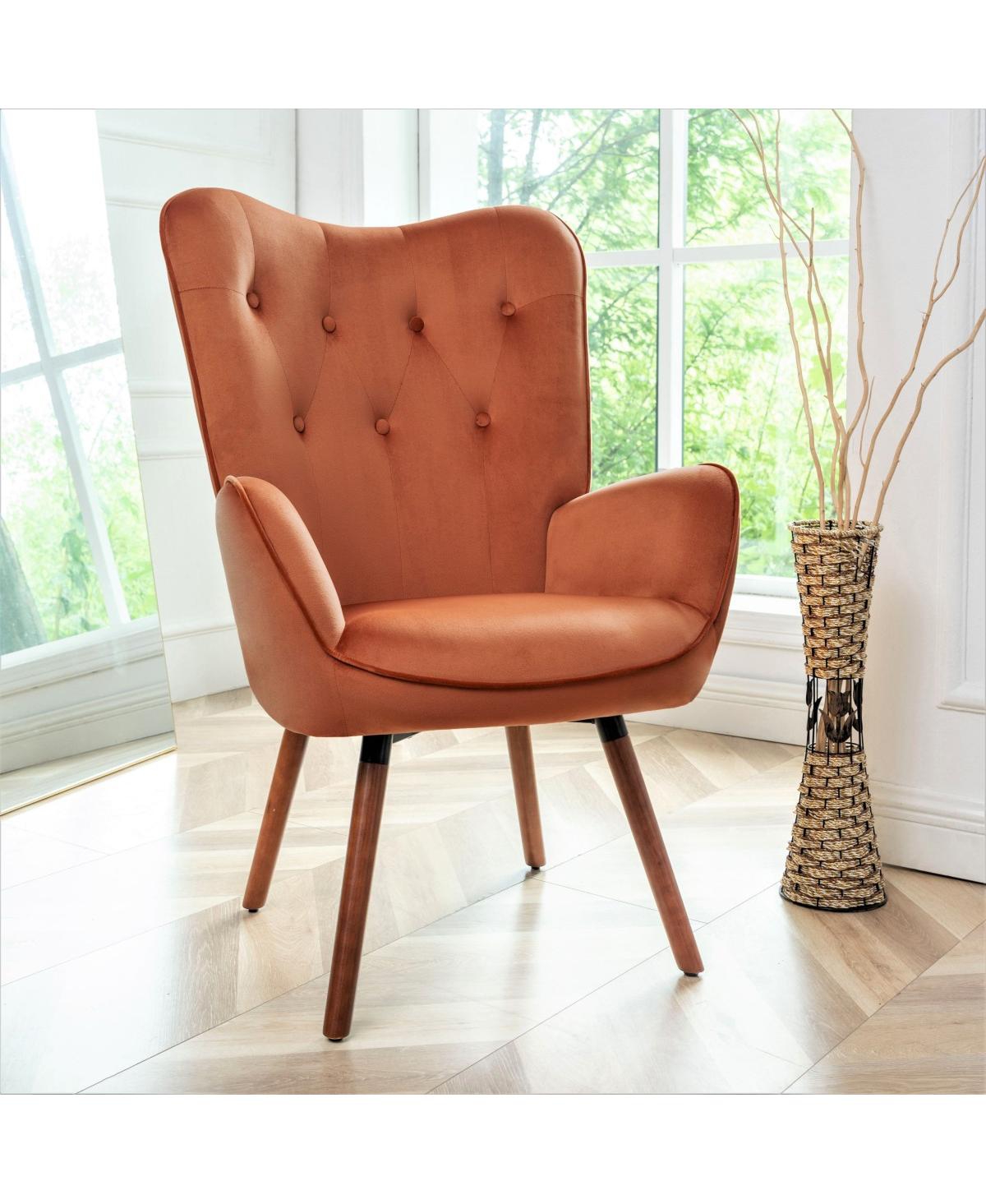 Streamdale Furniture Mid-Century Modern Wingback Accent Chair with Wood Legs - Orange