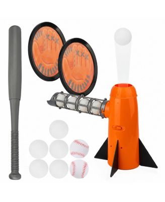 Auto Baseball Pitching Machine For Kids With Bat 7 Balls Sticky Gloves
