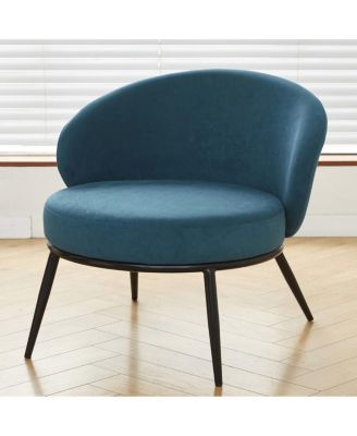 Round Velvet Accent Chair with Metal Legs