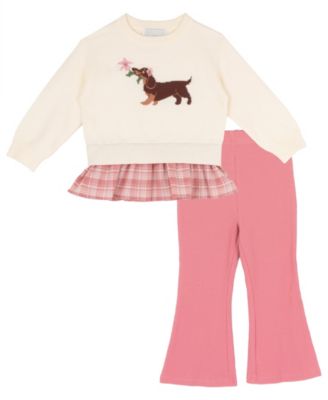 Toddler Girls' 2T-4T Dog Graphic Sweater and Flared-Leg Leggings, 2-Piece Set
