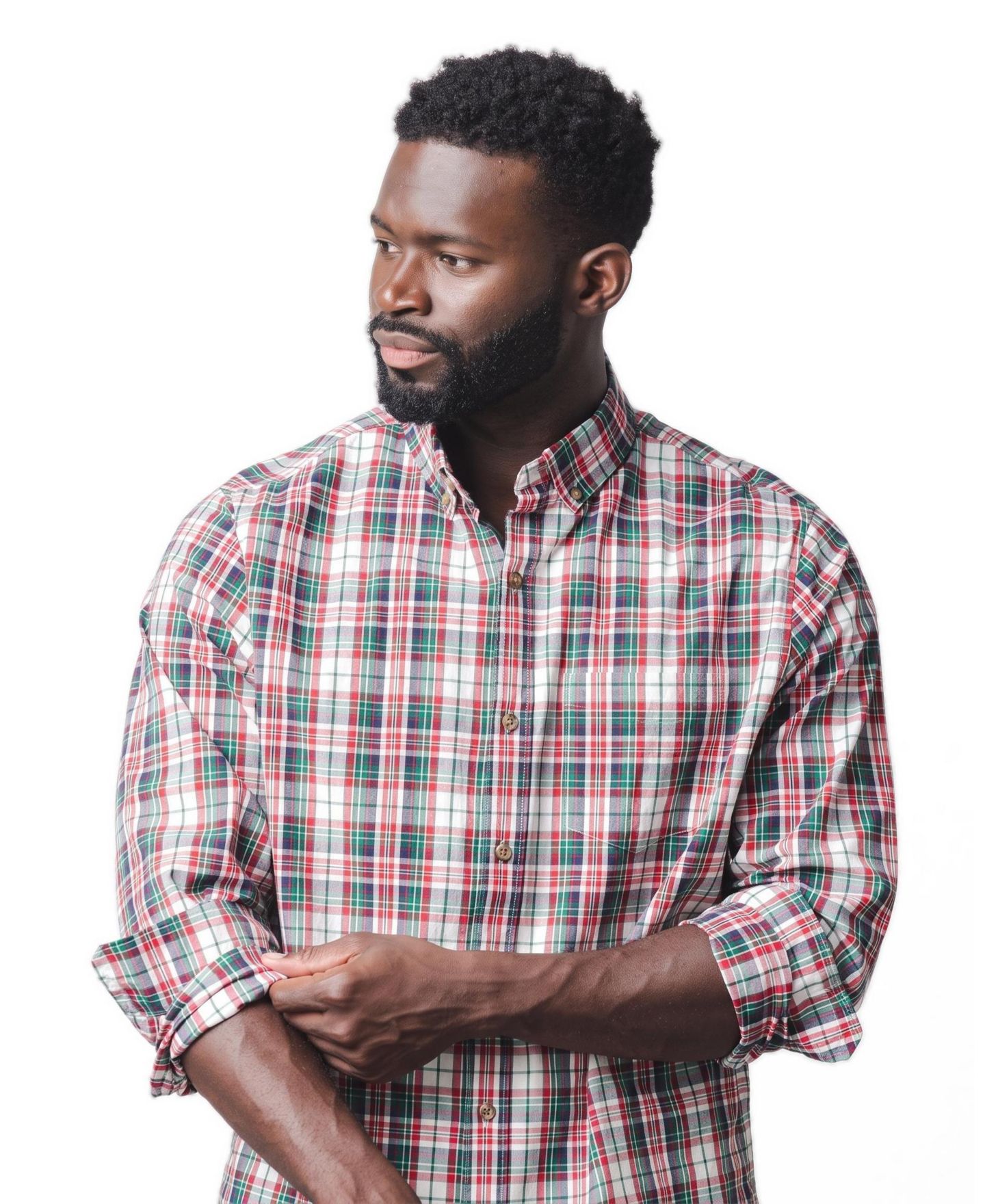 Мужская рубашка Hope & Henry Long-Sleeve Plaid Point-Collar, цвет: Разноцветный — фото 2