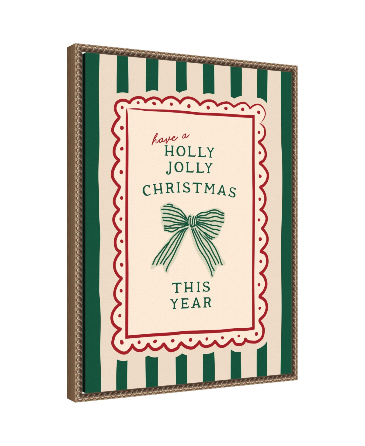 Kate and Laurel Retro Holly Jolly Christmas by Lucky Guava Framed Canvas Wall Art Print