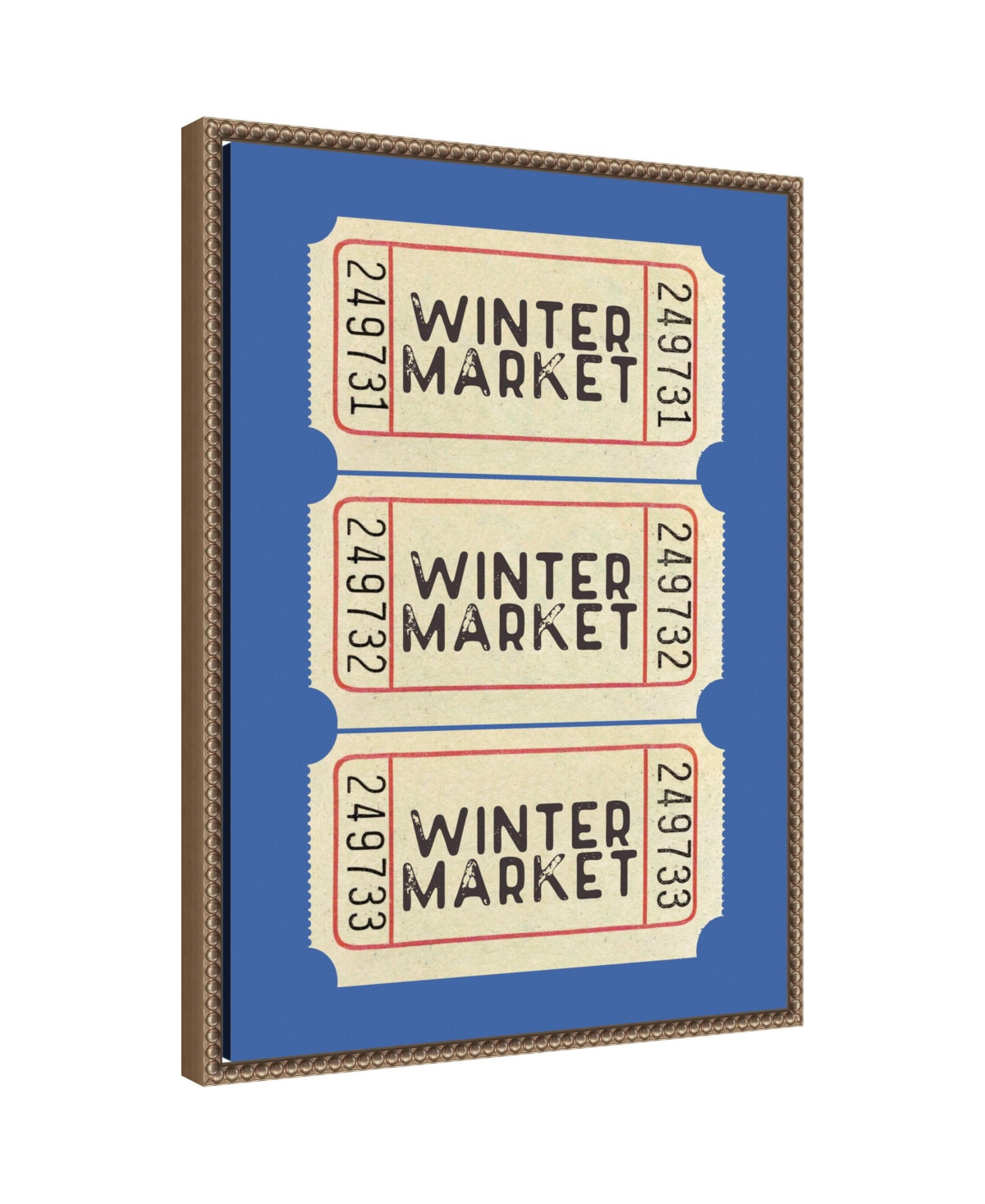 Kate and Laurel Winter Market Ticket by Kikiandnim Framed Canvas Wall Art Print