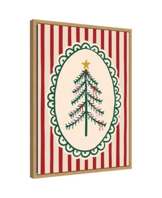 Retro Striped Christmas Tree by Lucky Guava Framed Canvas Wall Art Print
