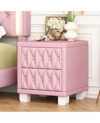 2-Drawer Nightstand with Crystal Handle