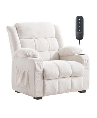 Oversized Power Recliner Chair Remote Memory Positions USB Port Dual,26 Inch Seat Power Recliner Cup Holders Pockets 300 lbs