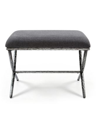 24.5" Modern Upholstered X-Base Ottoman with Metal Legs