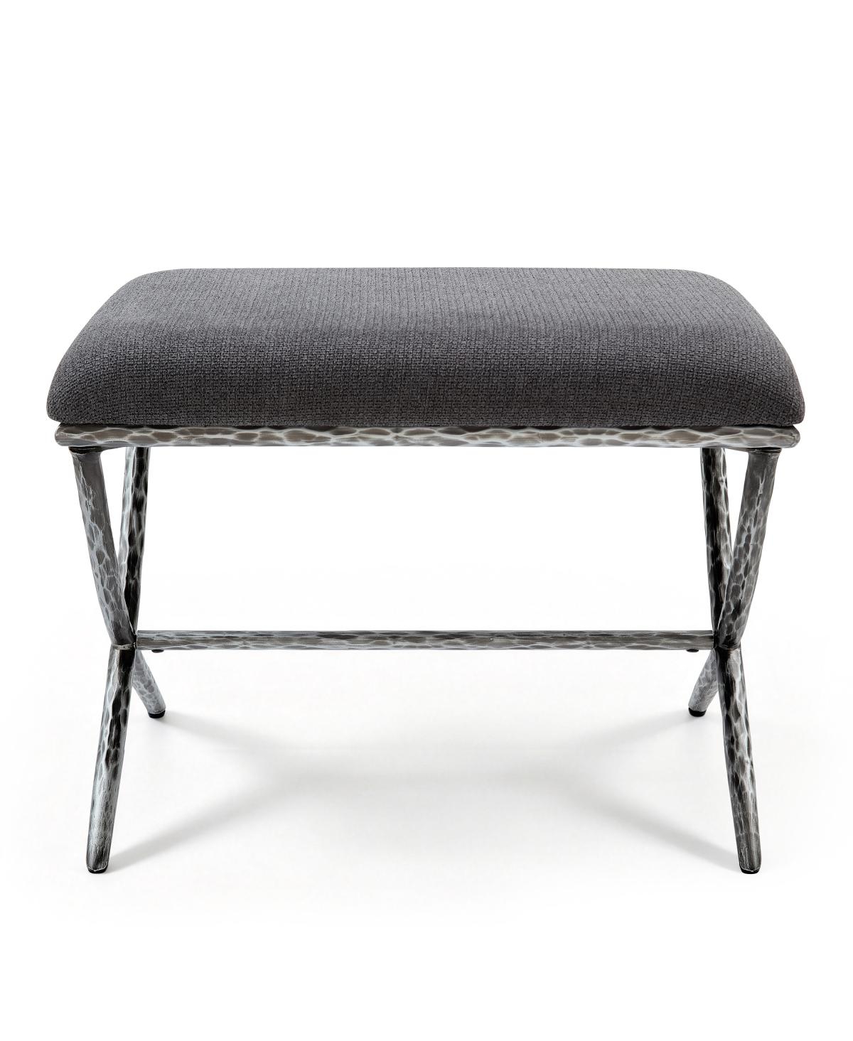 Streamdale Furniture 24.5" Modern Upholstered X-Base Ottoman with Metal Legs - Gray