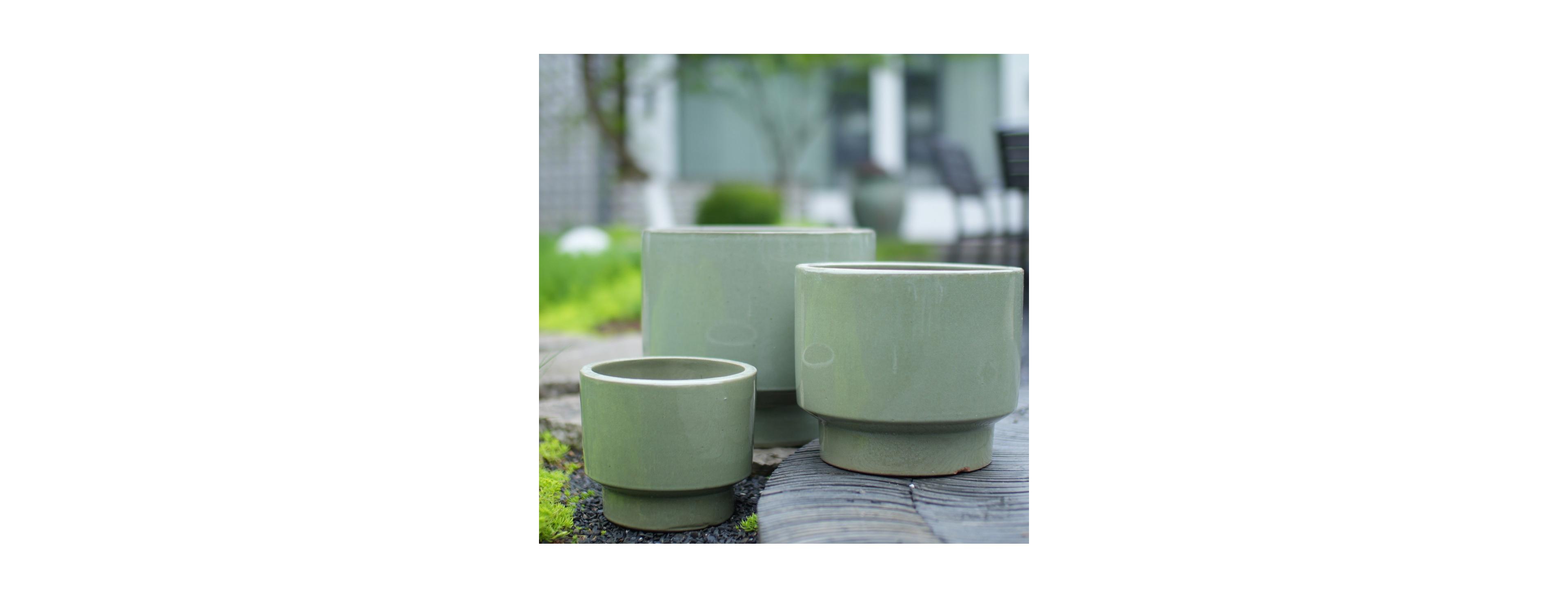 Laoties Set of 3 Earthy Solid-Glaze Ceramic Planters with Breathable Clay