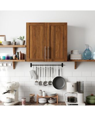 Stackable Wall Mounted Storage Cabinet, 11.81 "D x 31.50"W x 29.92 "H,WALNUT
