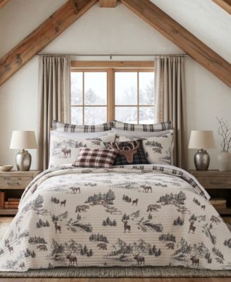 Lodge Toile Reversible 3-Piece Bedspread Set, Full
