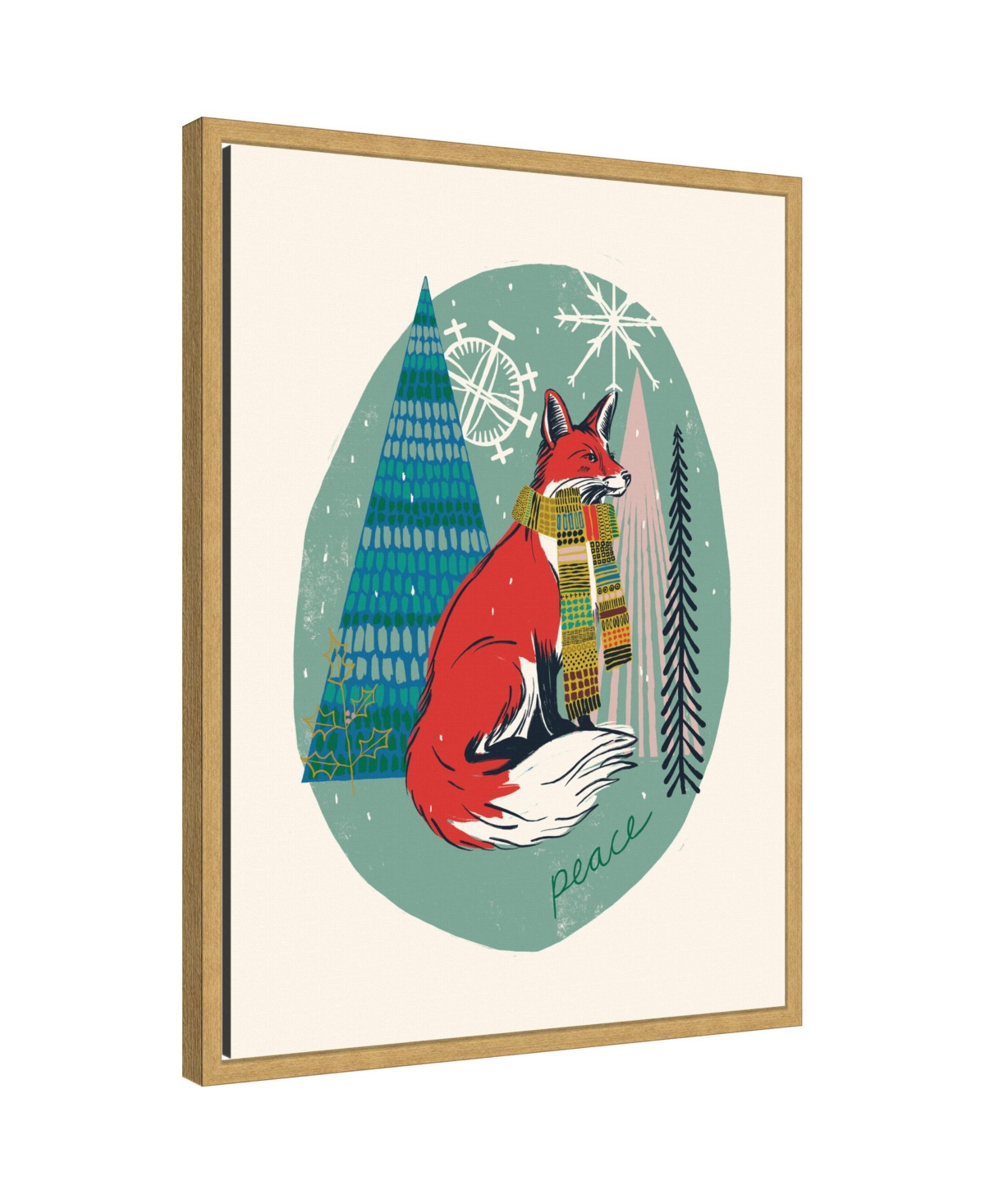 Kate and Laurel Sylvie Framed Canvas Winter Fellows Fox by Hannah Beisang