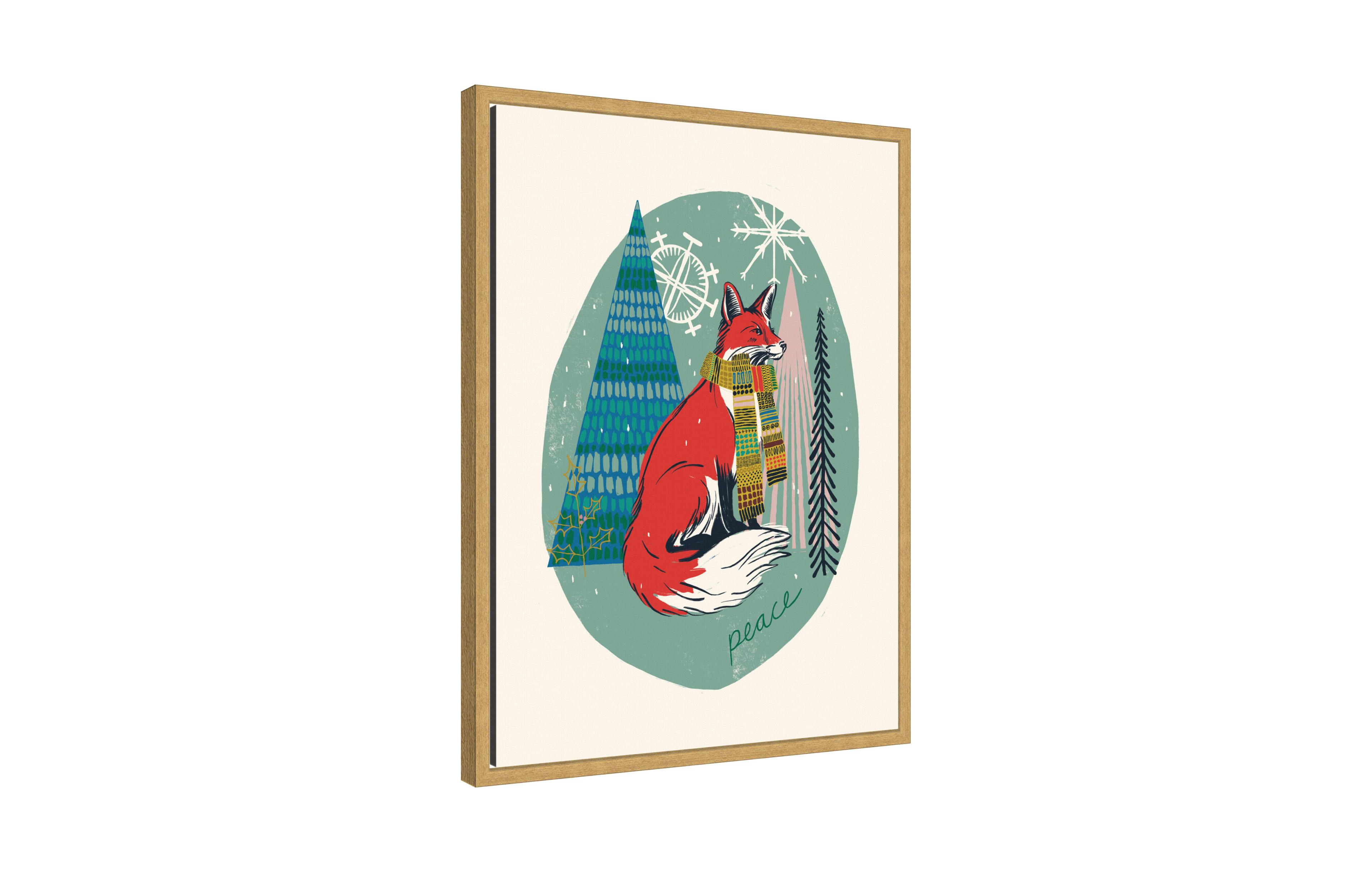 Kate and Laurel Sylvie Framed Canvas Winter Fellows Fox by Hannah Beisang