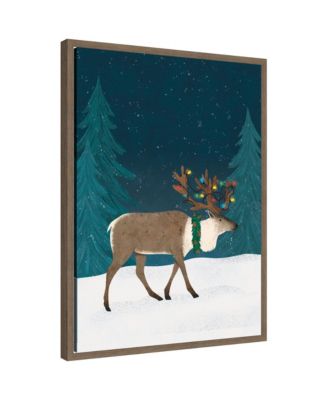 Sylvie Framed Canvas Christmas Caribou by Tania Garcia