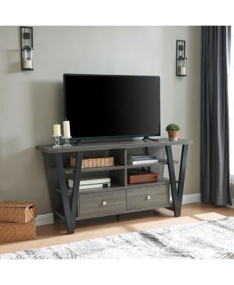 Tall TV Stand Cabinet with 2 Drawers and Shelves