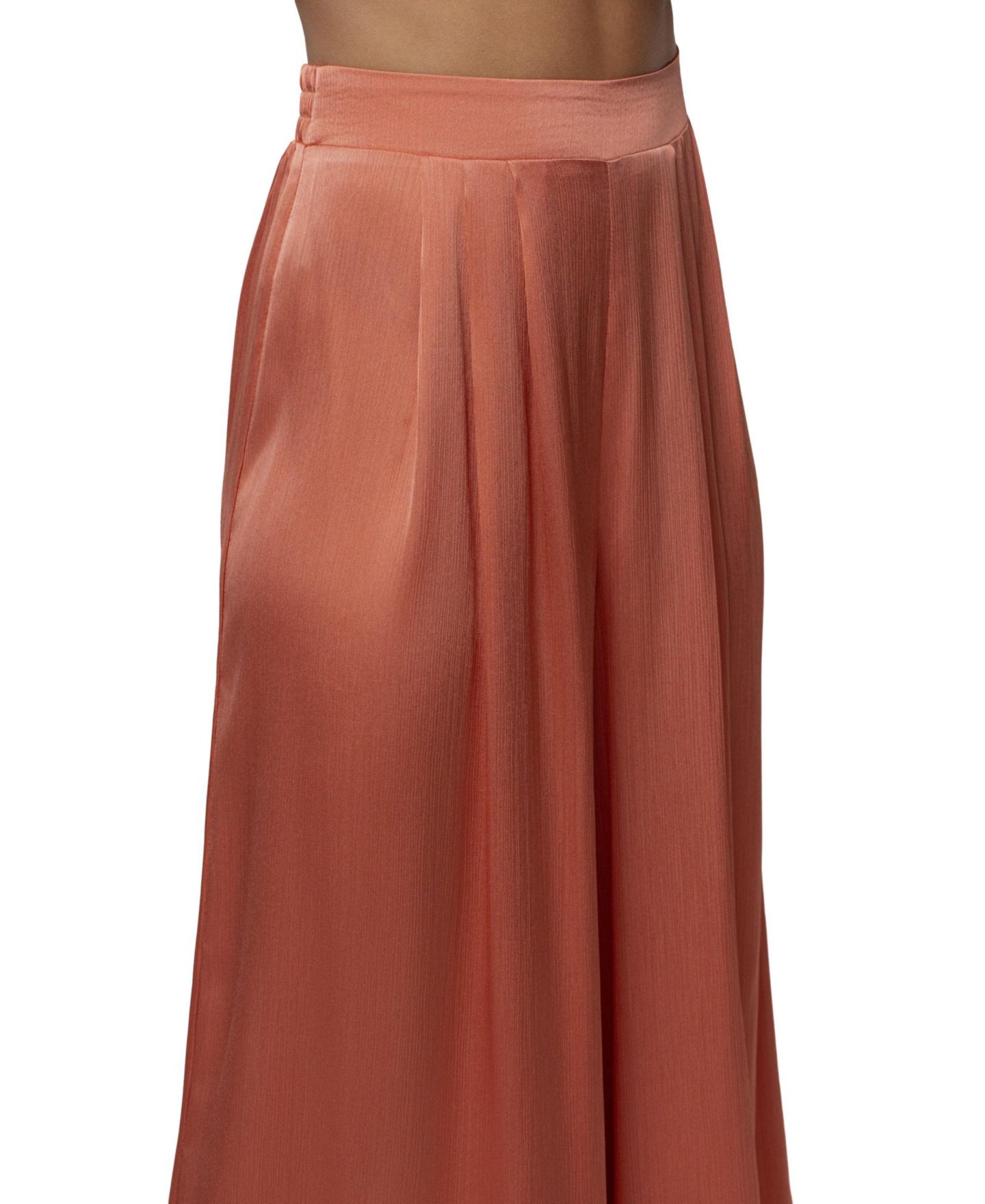 Женский комплект JLUXLABEL Cascade Halter-Neck Wide-Leg Satin Blouse and Pants, 2-Piece Set, цвет: Лососевый — фото 9