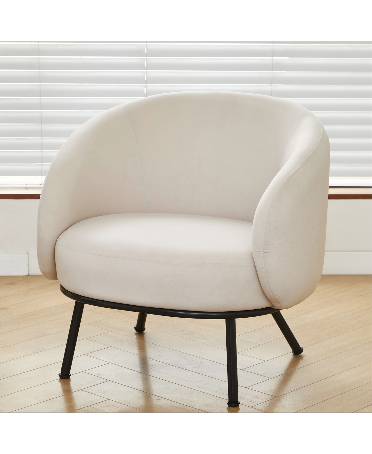 Streamdale Furniture Mid-Century Modern Velvet Accent Chair with Metal Legs - Beige