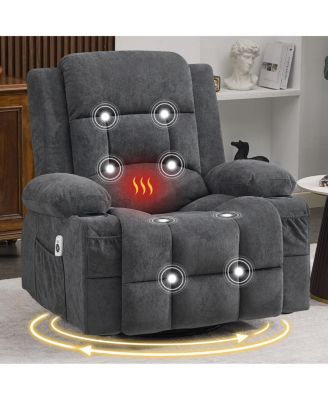 Swivel Rocker Recliner with Massage, Heat and Cup Holder