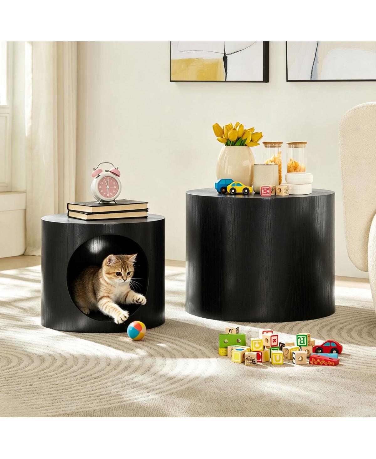 Streamdale Furniture Cat Nest Coffee Table Set of 2, No Assembly