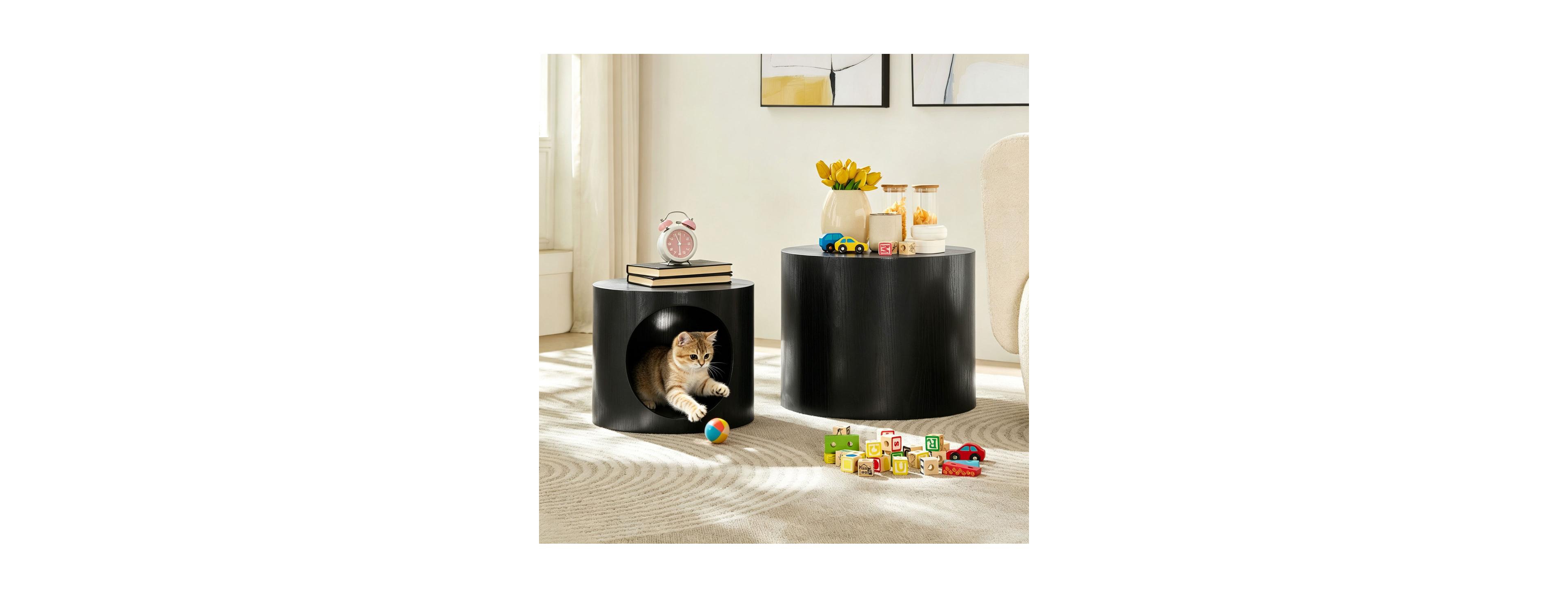 Streamdale Furniture Cat Nest Coffee Table Set of 2, No Assembly