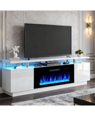 80 Inch TV Stand with 40 Inch Fireplace Insert Media Console Entertainment Center