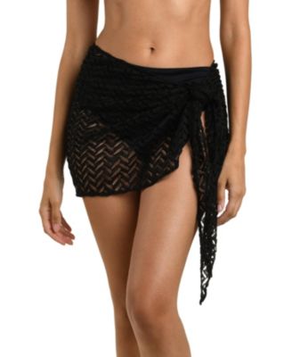 Women's Sandbar Social Crochet Asymmetrical Self Tie Sarong