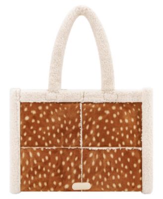 Large Sherpa Top Handle Laptop Tote Handbag