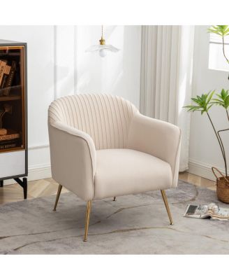 Modern Velvet Accent Chair with Metal Legs