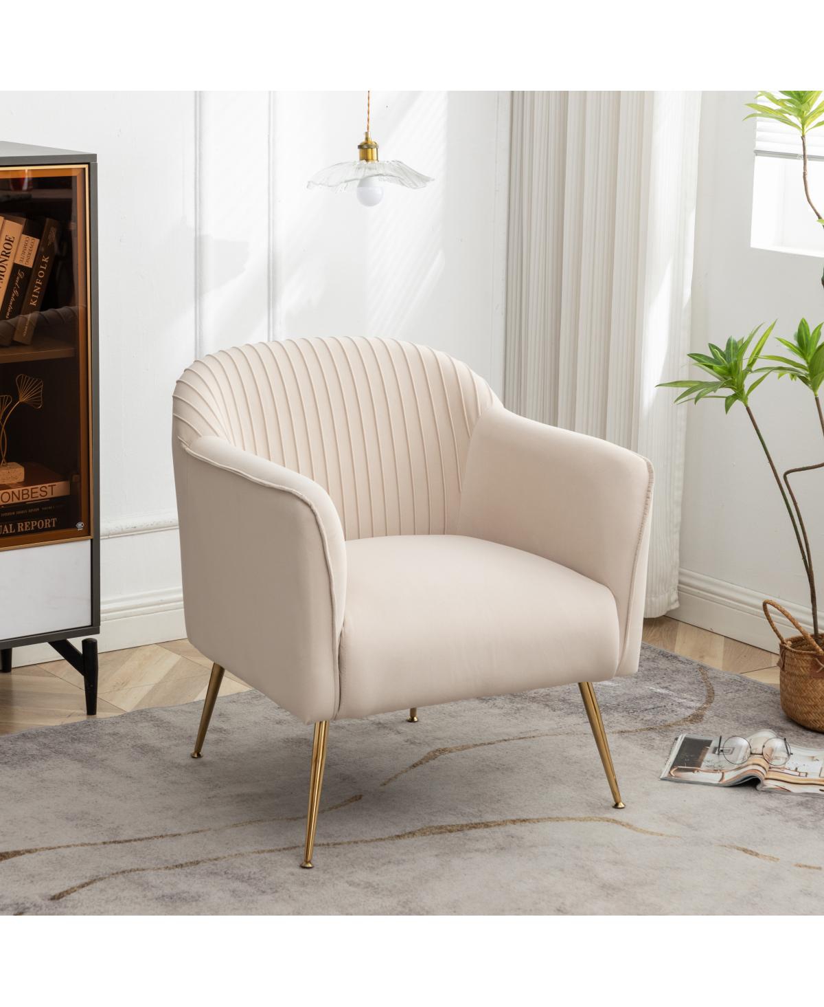 Streamdale Furniture Modern Velvet Accent Chair with Metal Legs