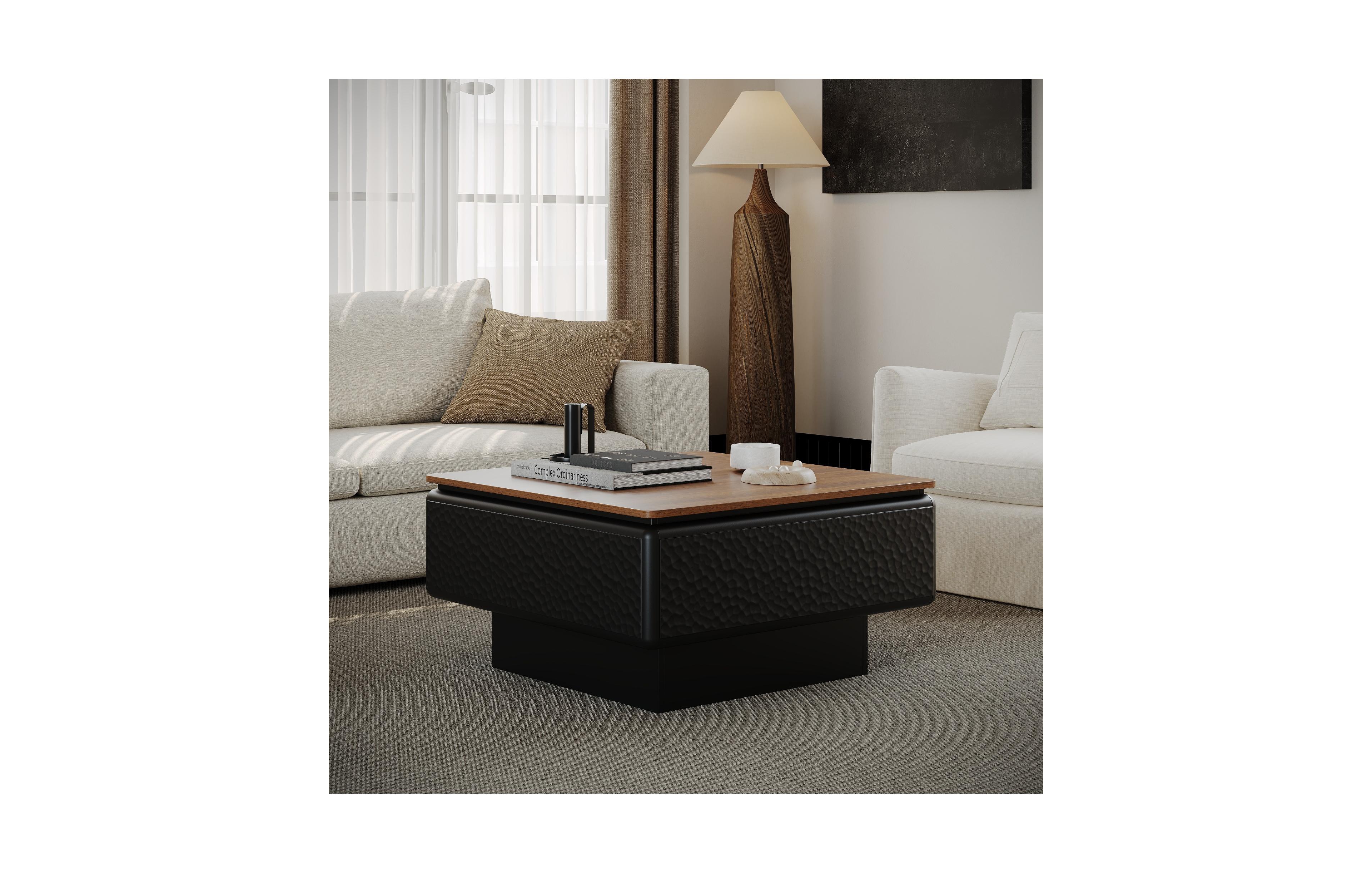 Clihome 31" Lift Top Coffee Table, Mid Century Square Table with Hidden Storage for Living Room