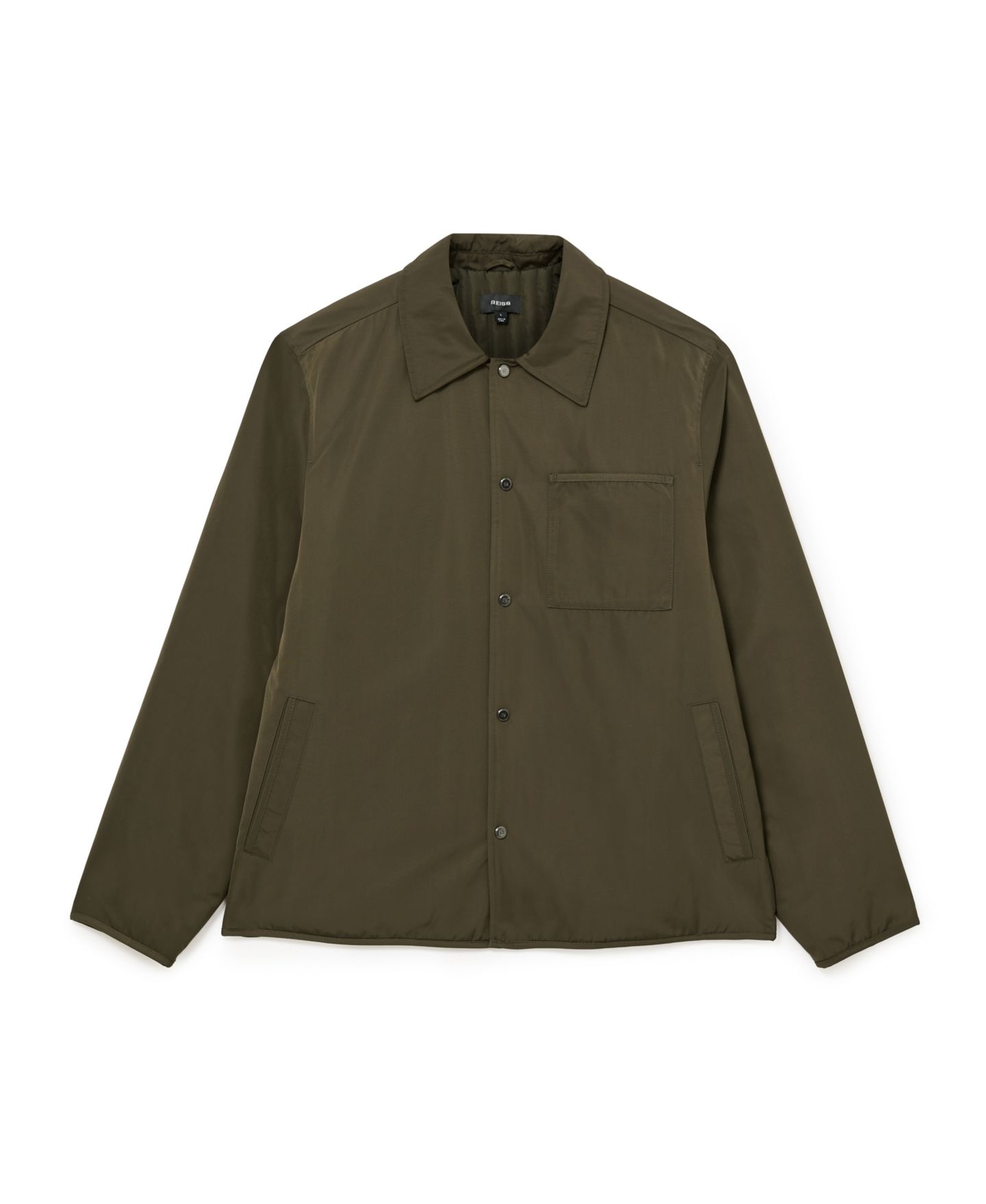 Мужская рубашка REISS Long Sleeve Classic-Fit Overshirt, цвет: Тёмный зелёный — фото 5