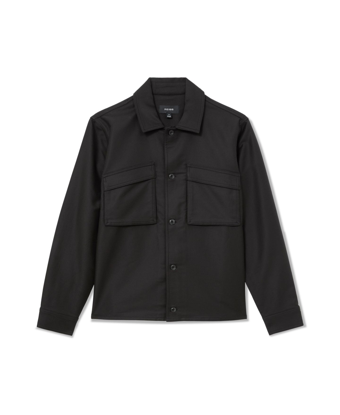 Мужская рубашка REISS Tracer Cotton-Blend Overshirt, цвет: Чёрный — фото 5