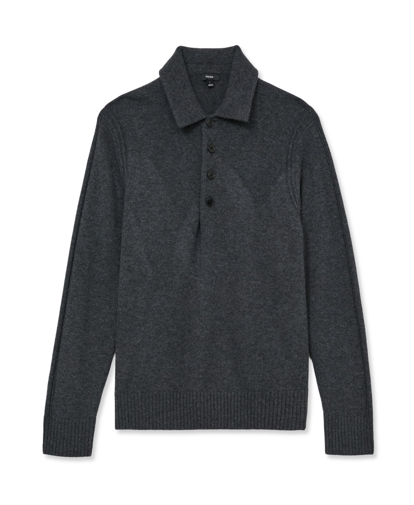 Мужской свитер REISS County Wool-Blend Half-Button, цвет: Серый — фото 5