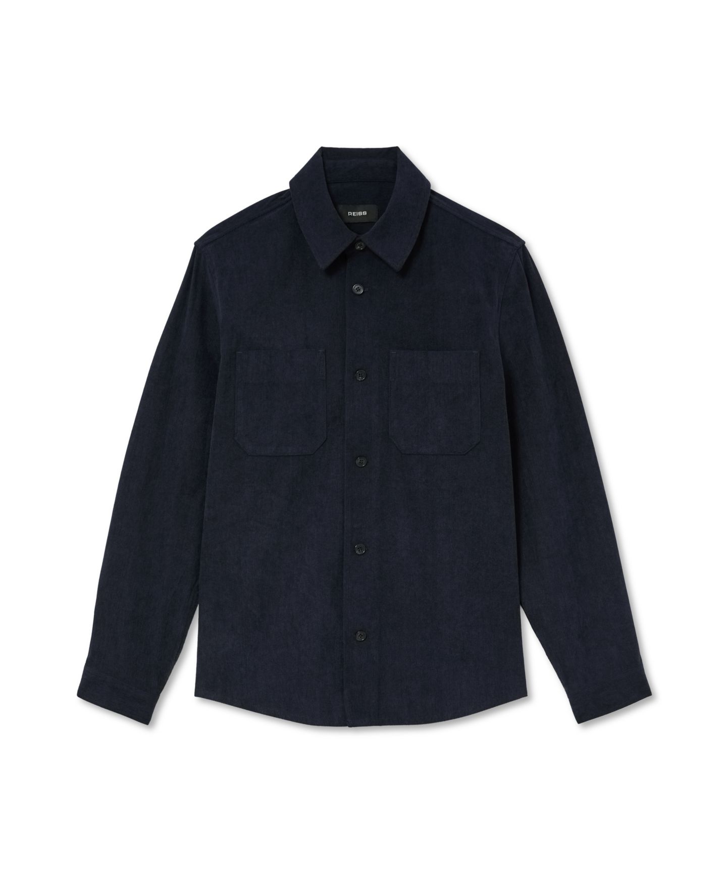 Мужская рубашка REISS Corduroy Long-Sleeve Classic-Fit Overshirt, цвет: Тёмно-синий — фото 5
