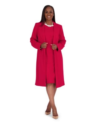 Women's Peak Lapel Mid-Length Lined Jacket, Regular and Plus Size
