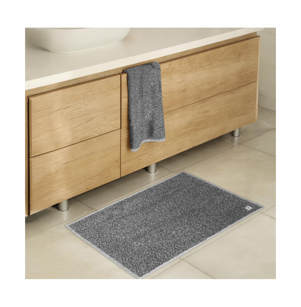 Cariloha Two-Tone Bath Mat - Plush Viscose from Bamboo 20" x 32" - Black sand