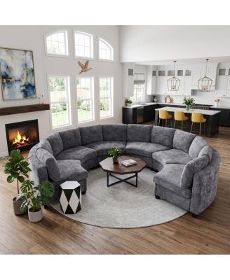 6-Seater Curved Modular Chenille Sectional Sofa