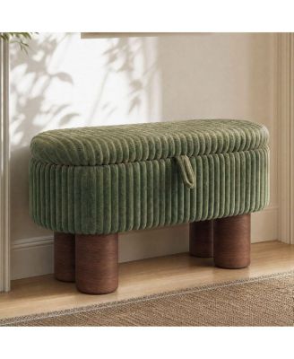 Modern Corduroy Upholstered Storage Ottoman Bench
