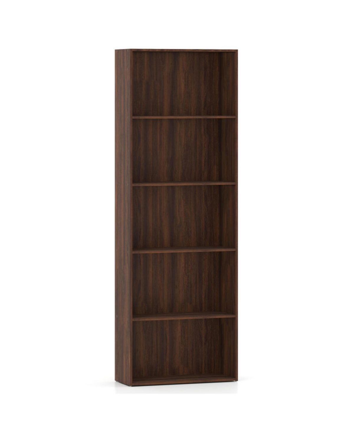 Gouun 5-Shelf Wooden Bookcase 67 Inch Tall with Anti-Tipping Kits - Brown