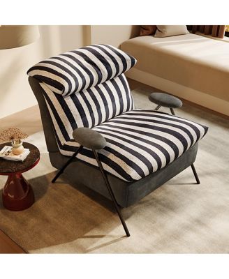  Minimalist Solid Wood Single Chair with Plush Fabric Upholstery
