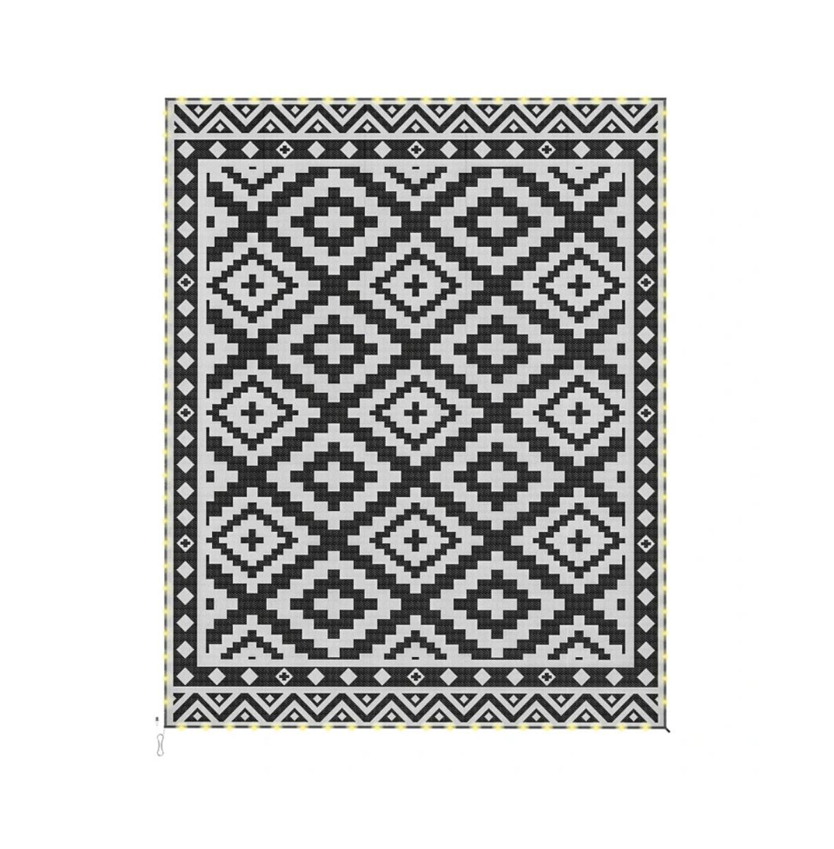 Sevorley Reversible Outdoor Rug, Pp, Non-woven fabric, Plastic Construction, Includes a 37.5' Led string for a unique, warm