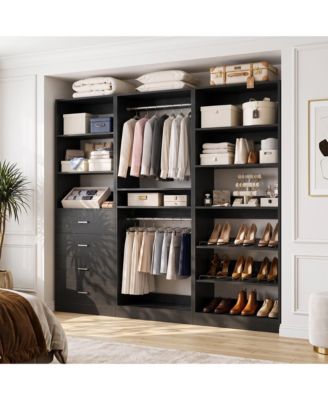 Closet Organizer System with 10-Shelves and 4-Drawers Shoes Storage Set